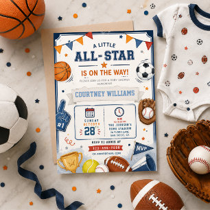 Invitación Tema MVP de Baby Shower Deportes Bebé Fútbol Balon