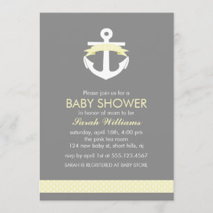 Invitación Tema náutico Baby Shower del ancla amarilla linda