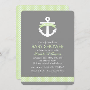Invitación Tema náutico Baby Shower del ancla verde