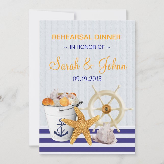 Invitación Tema Náutico| Cena de ensayo (Anverso)