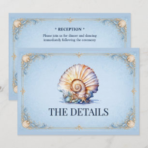 Invitación Tema náutico de boda con conchas marinas elegante