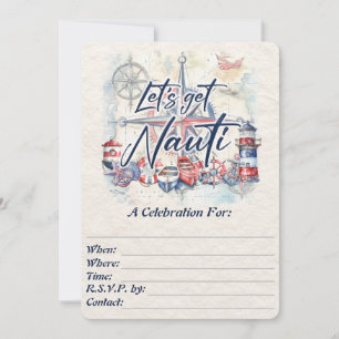 Invitación Tema Náutico Para Todas Las Ocasiones Acuarela