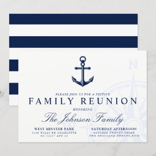 Invitación Tema Náutico   Reunión de la familia Vintage Ancho