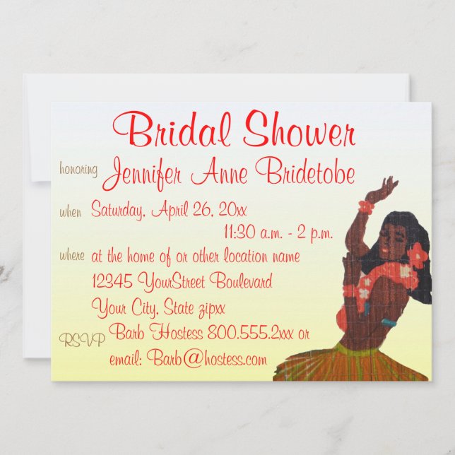 Invitación Tema nupcial de Hawaii Luau de la ducha (Anverso)