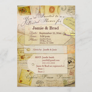 Invitación Tema nupcial de la ducha del viaje en cacao y
