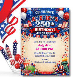 Invitación Tema Patriótico 250 Aniversario de Estados Unidos 