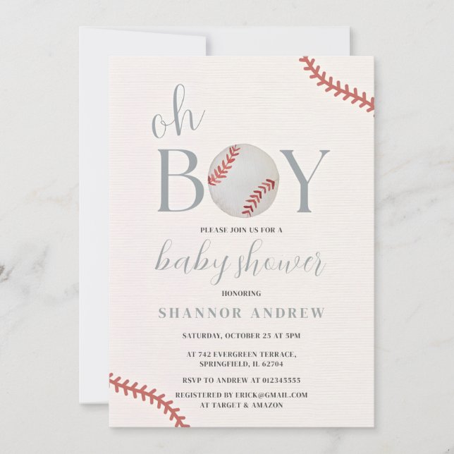 Invitación Tema personal de Baby Shower Boy All Star (Anverso)