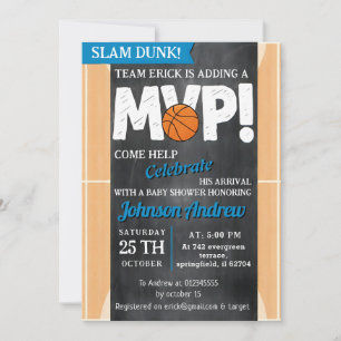 Invitación Tema Personalizado de Baloncesto para Baby Shower