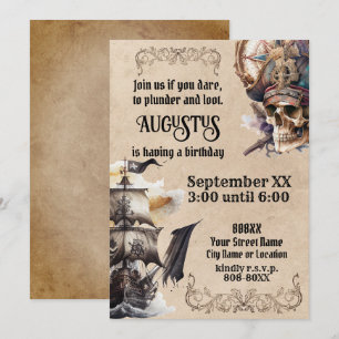 Invitación Tema Pirata Vintage