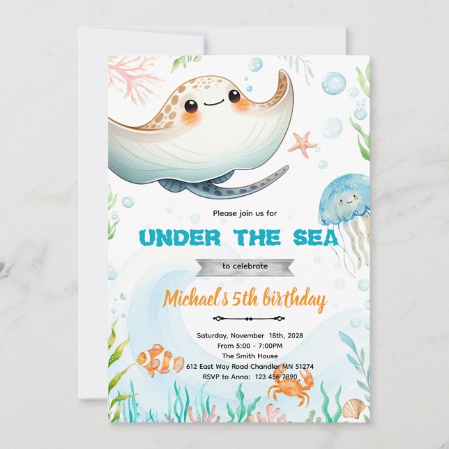 invitación tema raya  (Anverso)