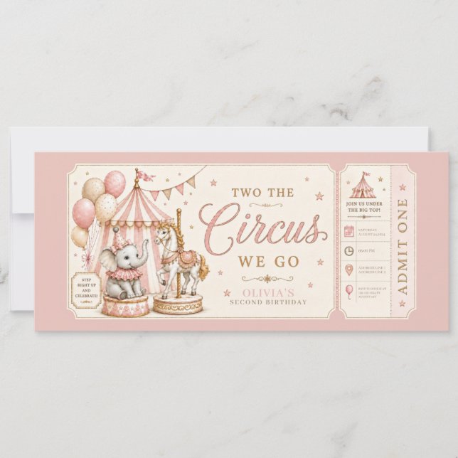 Invitación Tema retro de carnaval niña cumpleaños 2  (Anverso)