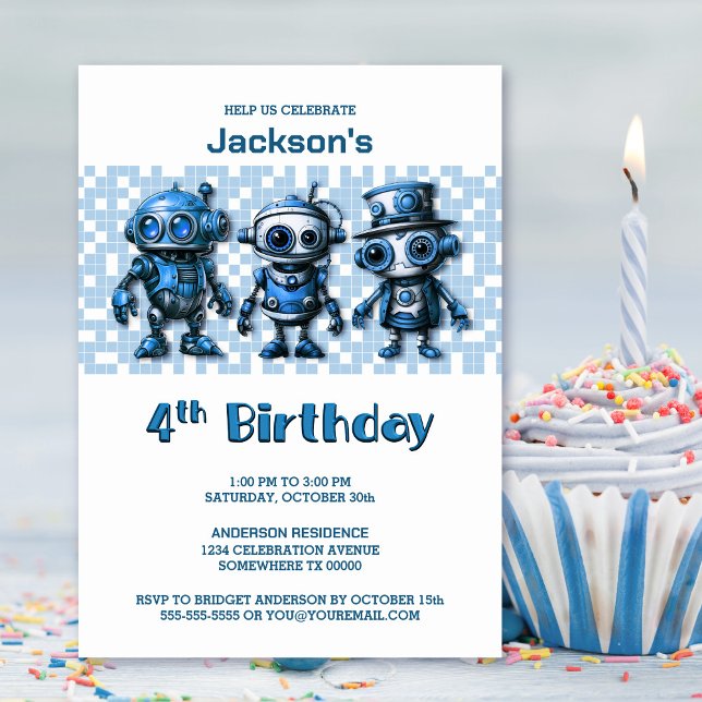 Invitación Tema Robot Cuarto Fiesta de cumpleaños (Subido por el creador)
