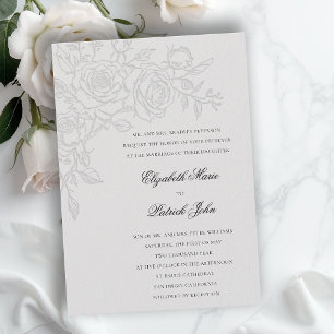 Invitación Tema Rosa Amada Marfil Formal Clásico Boda
