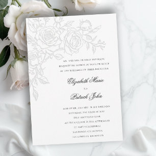 Invitación Tema Rosa Querida Boda Formal Clásica Blanca
