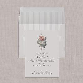 Invitación Tema rosa rosa, vintage y romántico salva la fecha