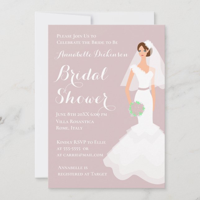 Invitación Tema rosado polvoriento 2 (Anverso)