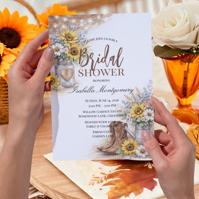 Invitación Tema Rústico de Girasoles Campestres para Despedid (Country Sunflower Rustic Bridal Shower Theme Invitations
)