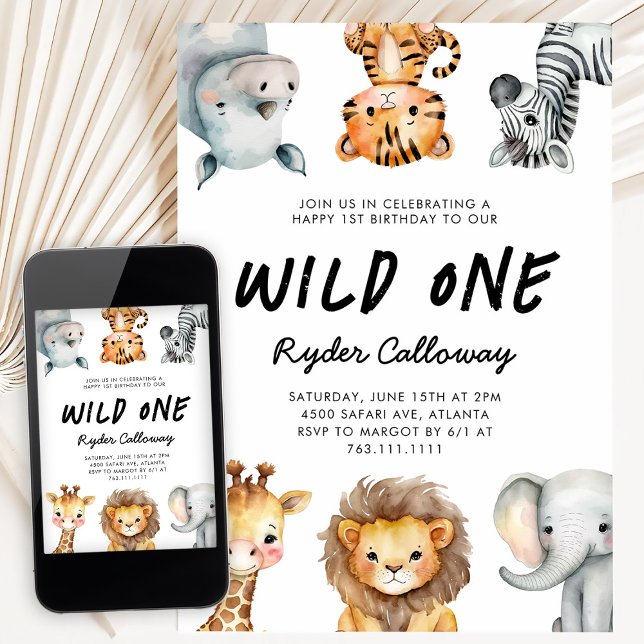 Invitación Tema Safari Cumpleaños Primero "Wild One" (Subido por el creador)