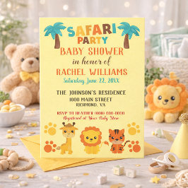 Invitación Tema Safari Género Baby Shower Neutral