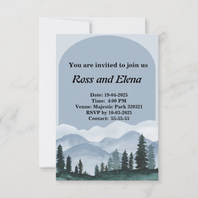 Invitación Tema simple de bosque invernal (Anverso)