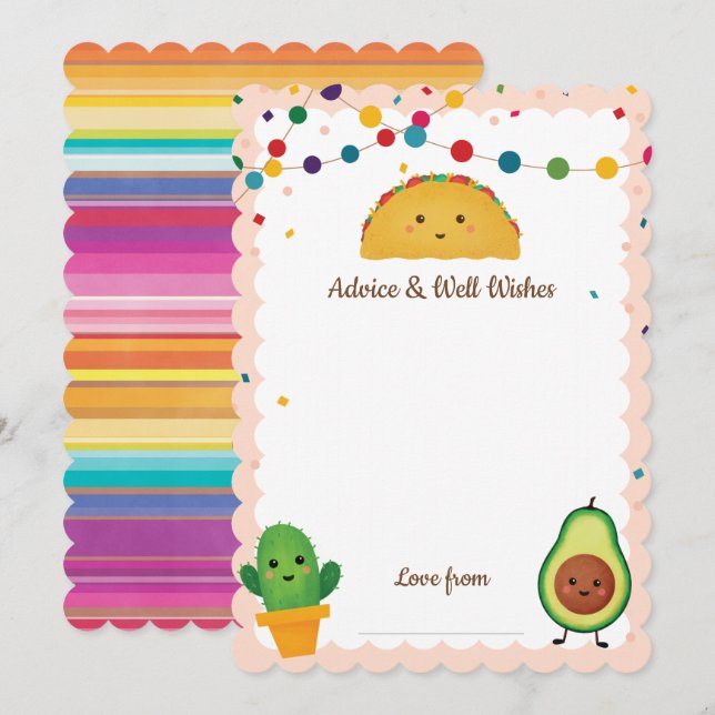 Invitación Tema Taco Fiesta Consejos y buenos deseos para el  (Anverso / Reverso)