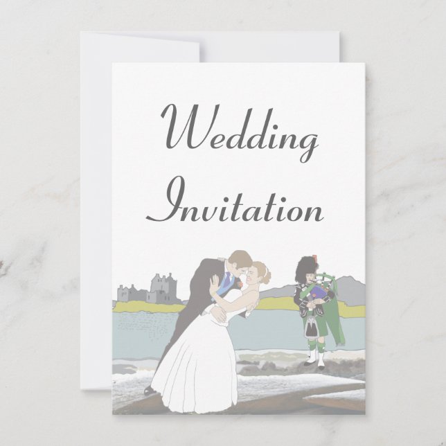 Invitación Tema tradicional escocés y Boda celta (Anverso)