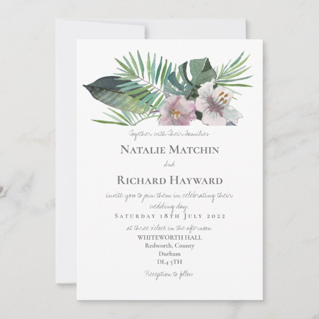 Invitación Tema tropical (Anverso)
