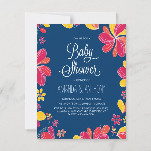 Invitación Tema tropical de Luau Baby Shower en Hawái (Anverso)