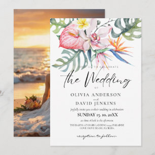 Invitación Tema tropical hawaiano de la playa Boda