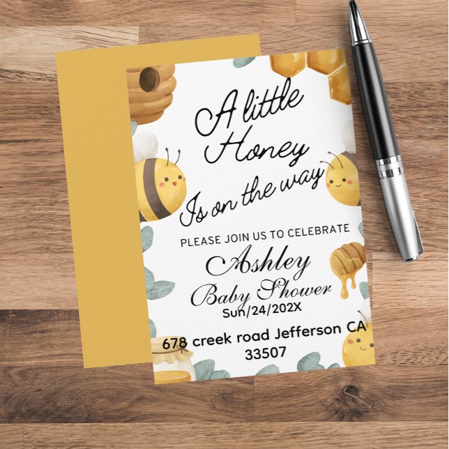Invitación Temas de fiesta de bebé verano abeja de miel (Subido por el creador)