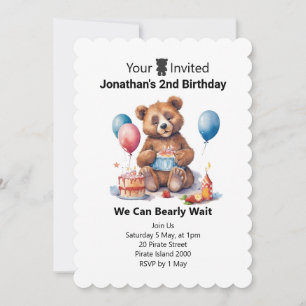 Invitación temas de Teddy para el segundo cumpleaños de los n