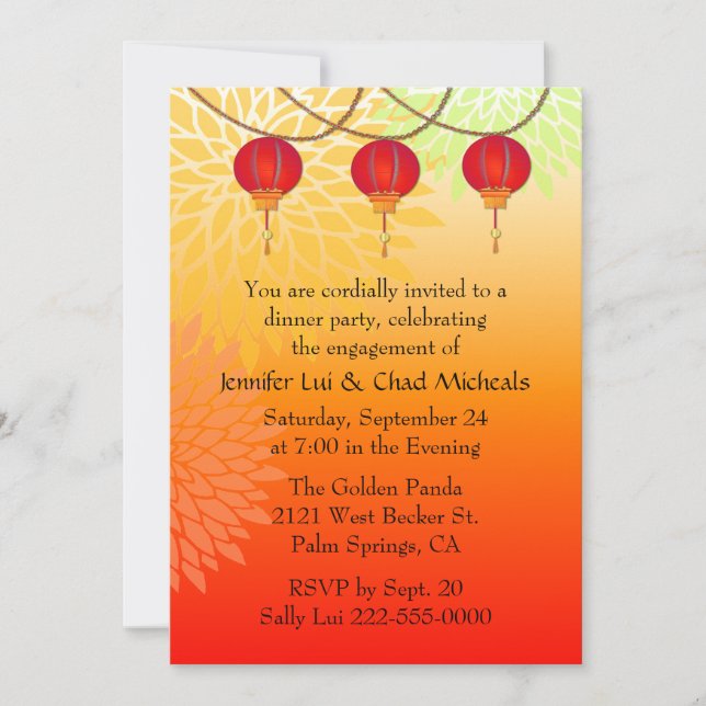 Invitación temática asiática del fiesta de (Anverso)