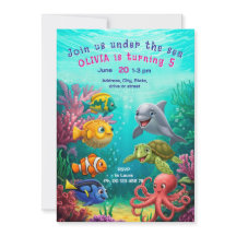 Invitación temática bajo el mar. Fiesta para niños