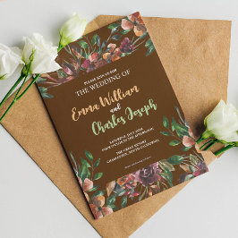 Invitación temática Boda Flores salvajes oscuras