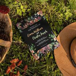 Invitación temática Boda Flores salvajes oscuras