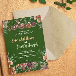 Invitación temática Boda Flores salvajes oscuras