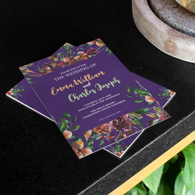 Invitación temática Boda Flores salvajes oscuras (Subido por el creador)