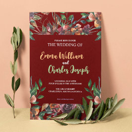 Invitación temática Boda Flores salvajes oscuras