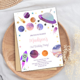 Invitación Temática caprichosa de la galaxia para los niños