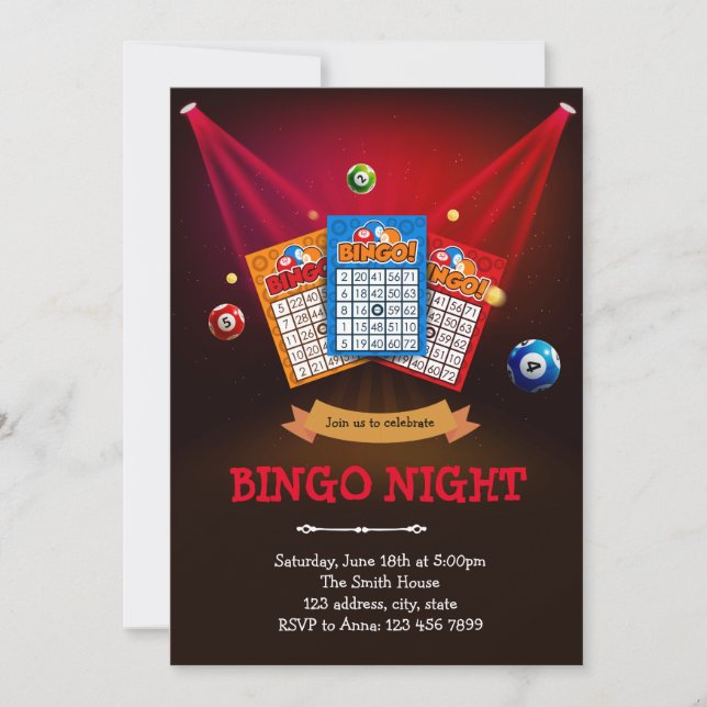 Invitación temática de Bingo (Anverso)
