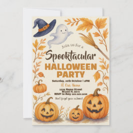 Invitación Temática de calabaza y murciélagos