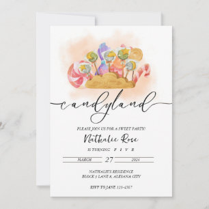 Invitación temática de Candyland estética Tema de 