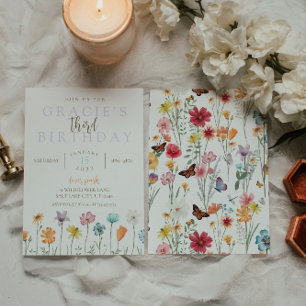 Invitación temática de cumpleaños de flores silves