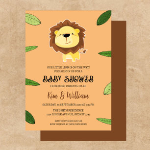 Invitación temática de Cute Lion Baby Shower