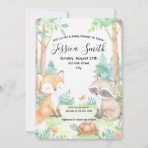 Invitación temática de Cute Woodland Baby Shower