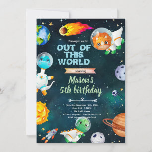 invitación temática de Dinosaurio Espacial