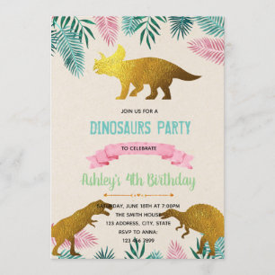 Invitación temática de dinosaurios de Relieve meta