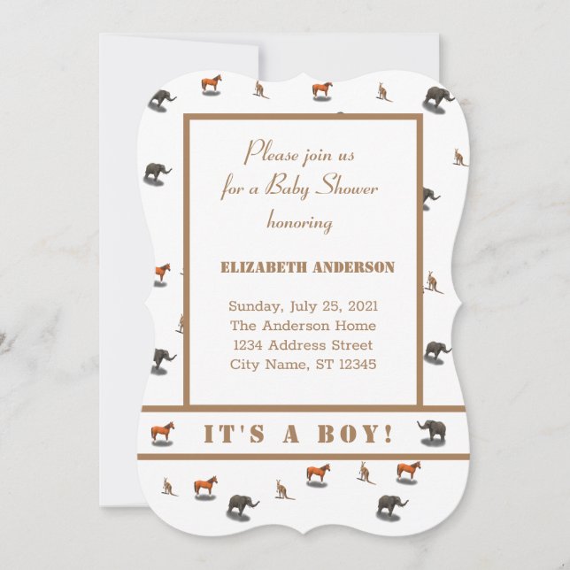 Invitación temática de diversos animales (Anverso)