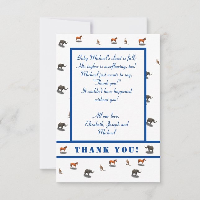 Invitación temática de diversos animales (Anverso)