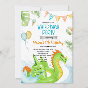 invitación temática de fiesta de dragón en la pisc